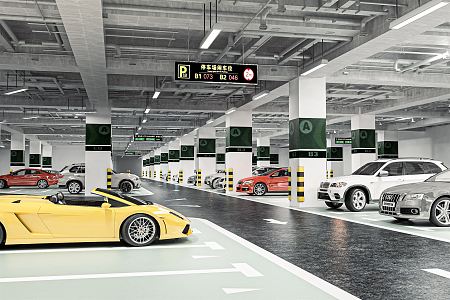 Modern Parking Underground Parking Garage Underground Garage Parking Space Traffic Signs Car 3d model