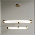 Elegant Modern Golden Metal Double Ring Chandelier With LED Lighting And Minimalist Design