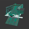 Space Launch Platform Featuring Rocket Launch Tower And Track Structure