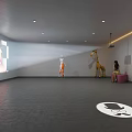 Cinema Interior With Movie Projection Little Girl Floor Sign And Giraffe Decor
