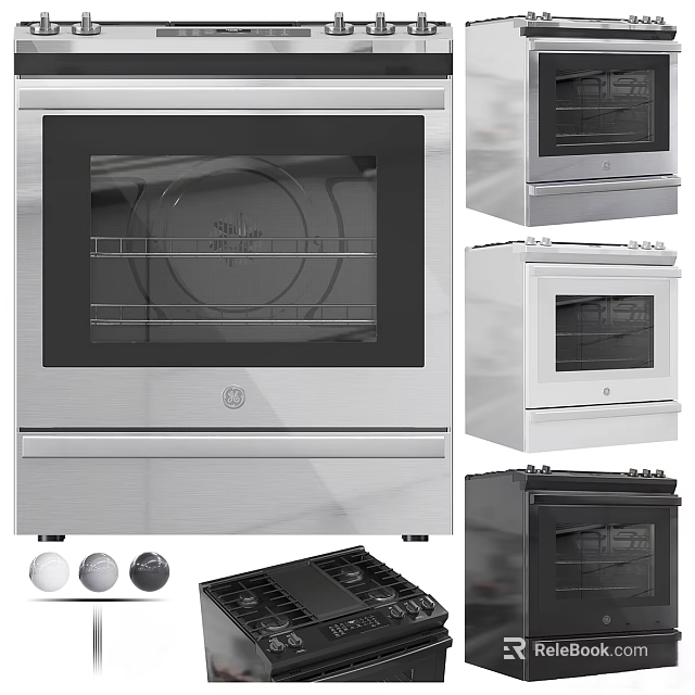 Modern Kitchen Cabinets With Built In Stainless Steel Black Ovens And Control Knobs 3d model 