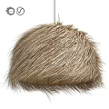 Natural Fluffy Straw Pendant Light Dome Shaped Rustic Texture Home Decor Design