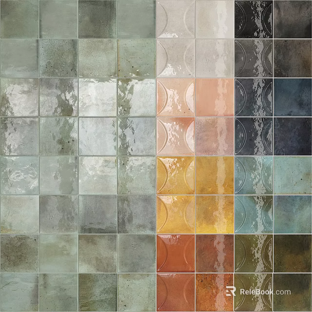 Assorted Ceramic Tiles Collection With Different Colors Various Textures And Glossy Matte Finishes 3d model