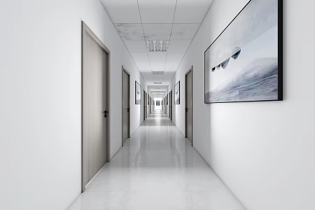 Modern aisle chess and card room corridor 3d model