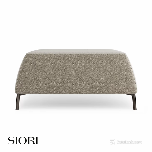 Modern Upholstered Sofa Stool With Beige Fabric And Black Slender Legs 3d model 