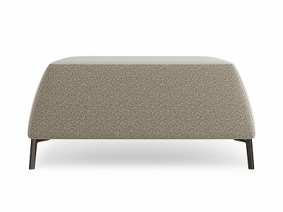 Modern Upholstered Sofa Stool With Beige Fabric And Black Slender Legs 3d model