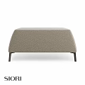 Modern Upholstered Sofa Stool With Beige Fabric And Black Slender Legs