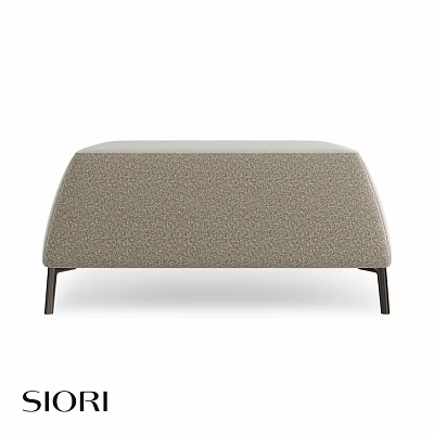 Modern Upholstered Sofa Stool With Beige Fabric And Black Slender Legs 3d model