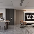 Modern Minimalist Open Living And Dining Room With Sleek Marble Floor And Elegant Furnishings