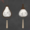 Chinese Zen Style Pendant Lights With Bamboo Leaf Pattern Lampshades And Tassel Decor