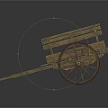 Vintage Wooden Cart Featuring Large Wheels And Solid Wooden Planks Structure