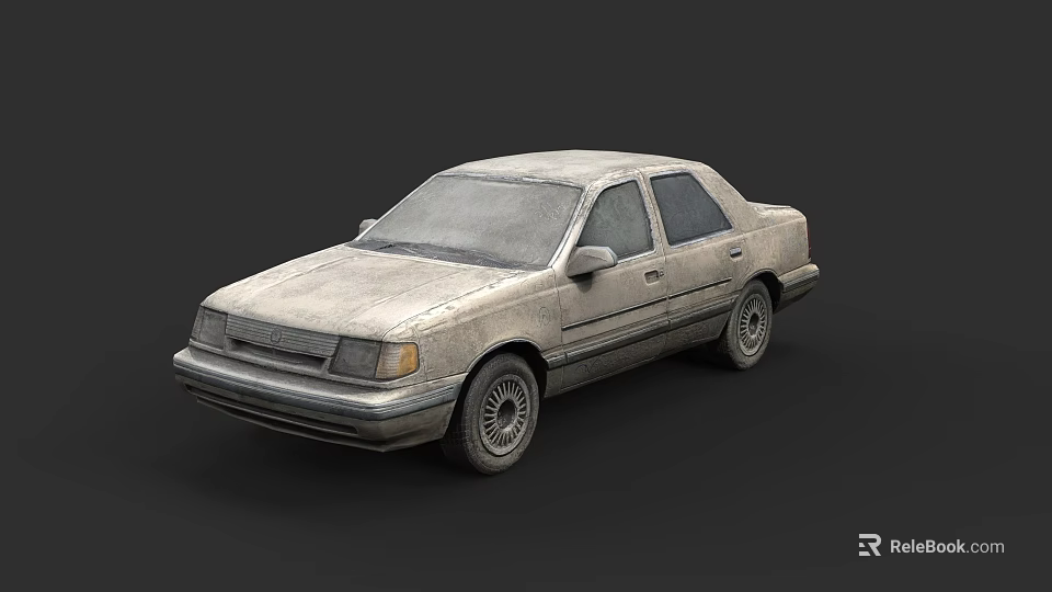 Vintage Four Door Sedan With Dust Covered Body And Classic Design Elements 3d model 