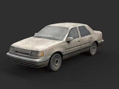 Vintage Four Door Sedan With Dust Covered Body And Classic Design Elements 3d model