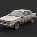 Vintage Four Door Sedan With Dust Covered Body And Classic Design Elements