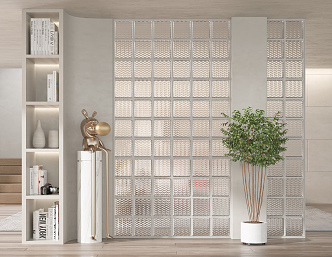 Modern glass brick glass brick porch partition 3d model