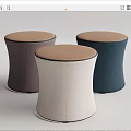 Sofa Stools In Purple Beige Blue With Modern Cylindrical Upholstered Seats