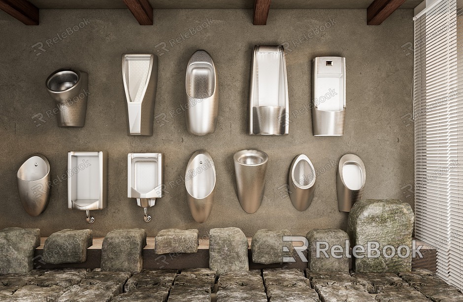 Toilet urinal combination metal material model