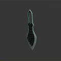 Black Metallic Dagger With Long Handle And Sharp Pointed Blade On Reflective Surface