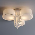 Modern Ceiling Lights With White Shades And Crystal Accents For Home Decoration