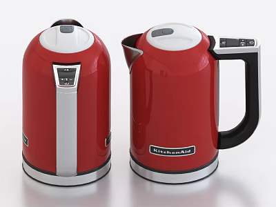 Red KitchenAid Electric Kettles with Stainless Steel Accents and Modern Design for Daily Use 3d model