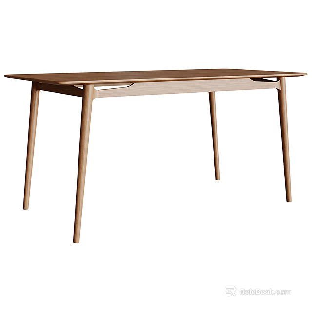 Modern Wooden Dining Table With Sleek Rectangular Top And Slim Leg Design 3d model