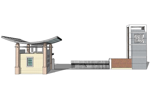 Modern Gate Factory Area School Gate Entrance 3d model