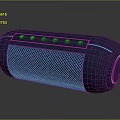 Portable Blue Bluetooth Speaker Featuring Mesh Front Panel Control Buttons And Blue LED Light Strip