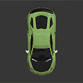 Green Supercar With Sleek Design Black Roof Red Wheels And Rear Spoiler
