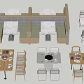 Booth Style And Standalone Dining Tables With White Tabletops Wooden Frames And Chairs