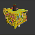 Detailed Yellow Industrial Mechanical Structure With Black Top Component And Red Control Elements 3d model