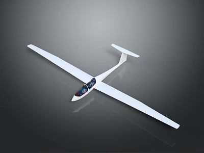 White Passenger Plane With Long Wings Transparent Cockpit And Reflective Ground Surface 3d model