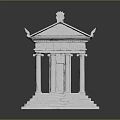 Classical Greek Temple Architecture With Columned Portico Pediment And Stone Steps