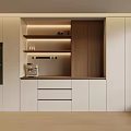 Modern Kitchen Sideboard With Wooden Panel LED Lighting And Storage Drawers 3d model