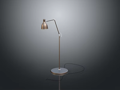 Modern Silver Metal Floor Lamp With Adjustable Arm And Round Base 3d model