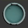 Light Blue Ceramic Furniture Piece With Two Handles Three Legs And Textured Surface