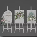 Commercial Equipment White Easels For Wedding Welcome Signs With Floral Decorations