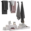 Bathroom Essentials Including Towels And Toiletries 3d model