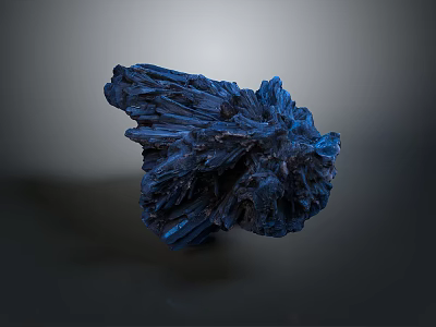 Natural Blue Crystalline Stone Formation With Textured Surface And Shiny Luster 3d model