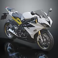 Modern White And Yellow Sport Motorcycle With Sleek Body Black Seat And Alloy Wheels