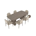 Modern Wooden Dining Table Set With Upholstered Chairs And Solid Base 3d model