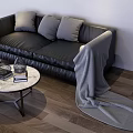 Modern double sofa sofa coffee table combination 3d model