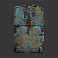 Old Rusty Blue Green Vintage Tire With Weathered Metal Parts And Aged Surface Texture