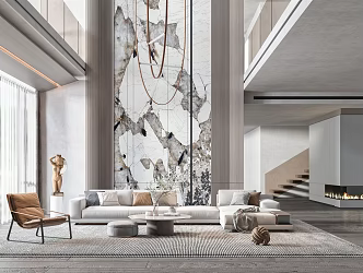 Modern Duplex Living Room 3d model