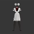 Elegant White Dress With Black Top Red Scarf Lace Details And White Flower Headpieces
