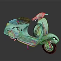 Vintage Light Turquoise Scooter With Black Seat And Classic Design