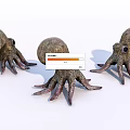 Three Brown Spotted Octopuses With Large Eyes And Long Tentacles 3d model