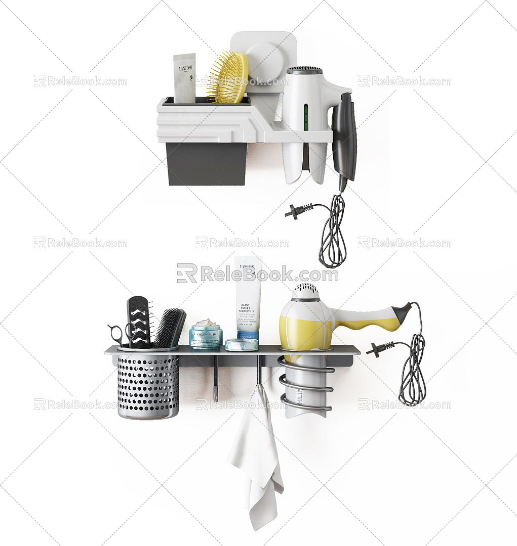 Modern Hair Dryer Barber Shop Blow Tube Rack 3d model