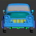 Vintage Blue Toy Truck With Shiny Surface And Reflective Black Background