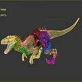 Biomechanical Dinosaur Character With Spiked Back Green Blue Cybernetic Parts And Open Mouth