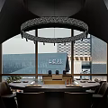 Luxurious Private Room With Circular Chandelier Arched Ceiling And City View